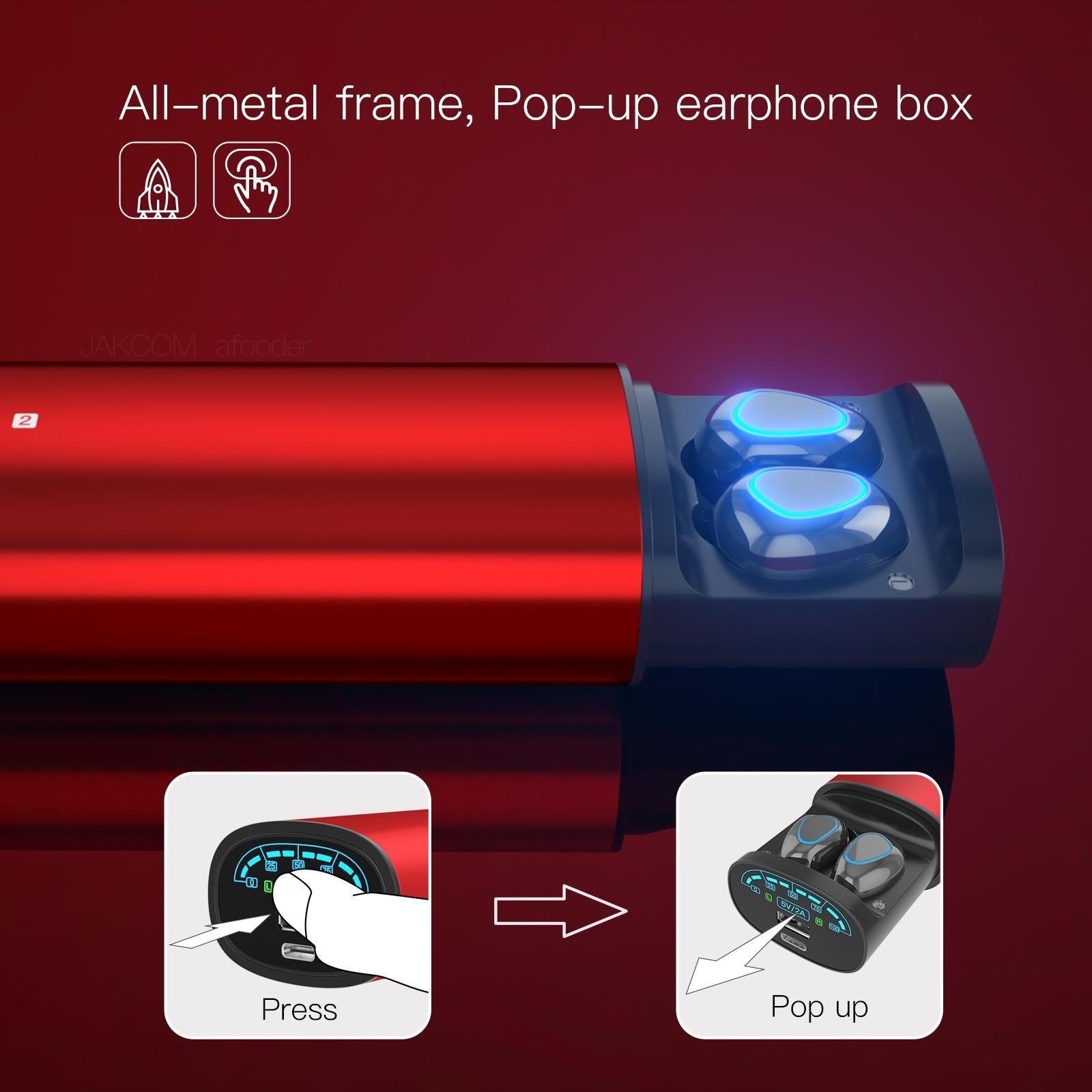 2-in-1 True Wireless Earbuds with Bluetooth 5.0 and Power Bank - Red 3
