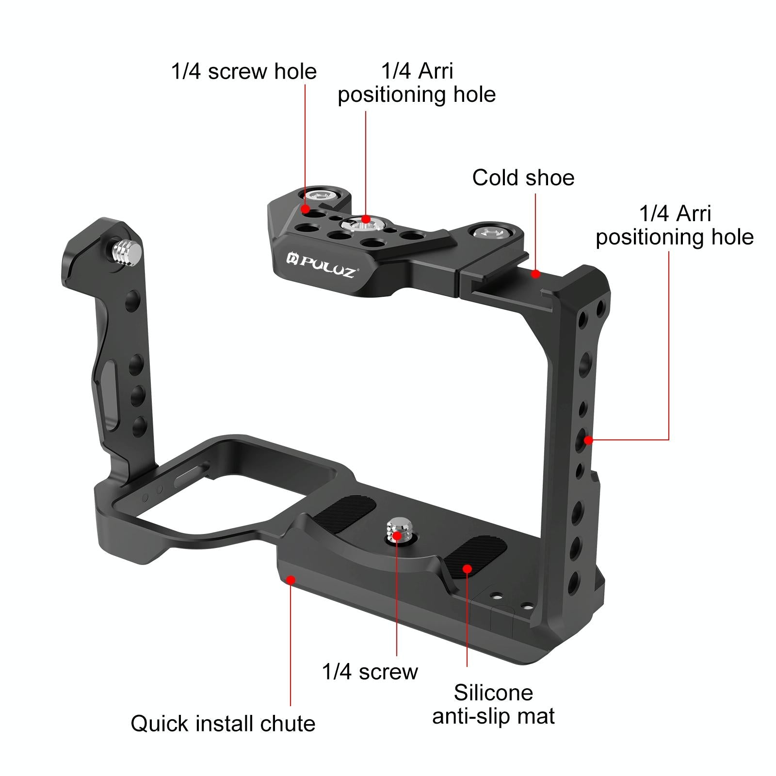 Camera Cage With Nota Slider - Metal Stabilizer Rig Black for Sony Ilme-Fx30 / Fx3 4