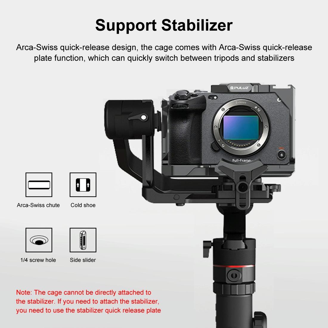 Camera Cage With Nota Slider - Metal Stabilizer Rig Black for Sony Ilme-Fx30 / Fx3 9