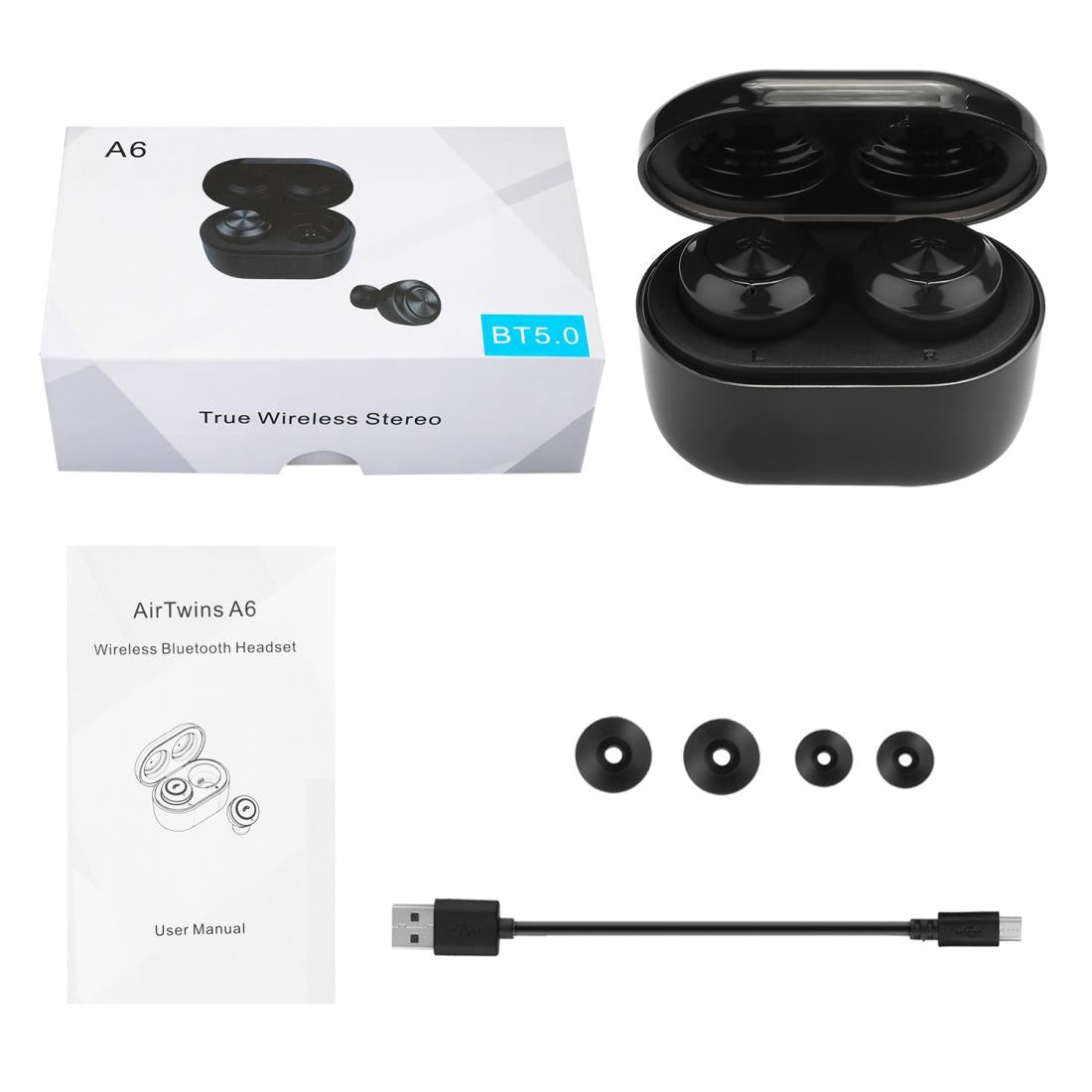 Bluetooth 5.0 Earphones with Magnetic Charging Box - Wireless - Black 7