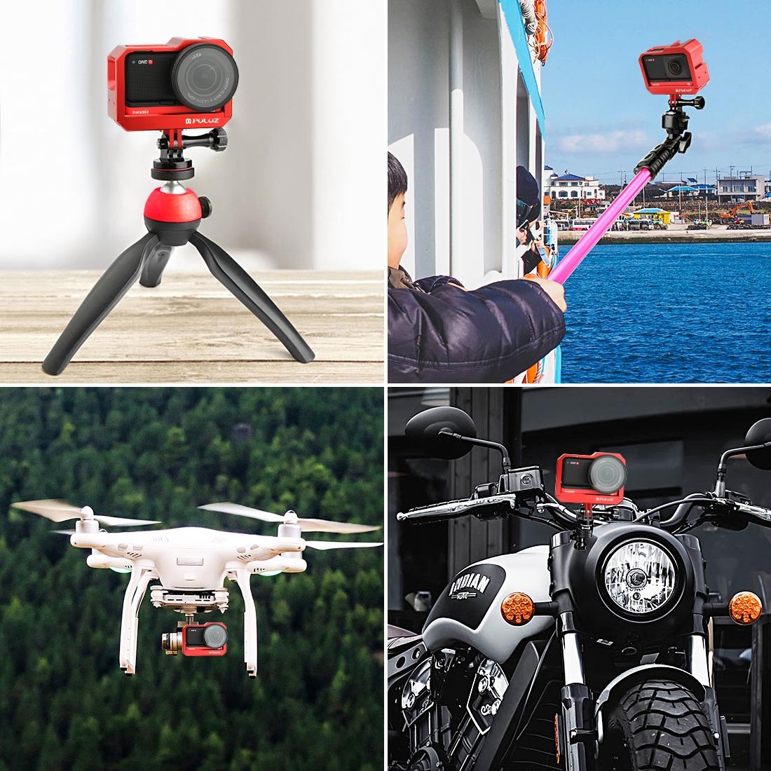 Aluminum Frame Cage for Insta360 one r with Cold Shoe and Tripod Base - Black 9