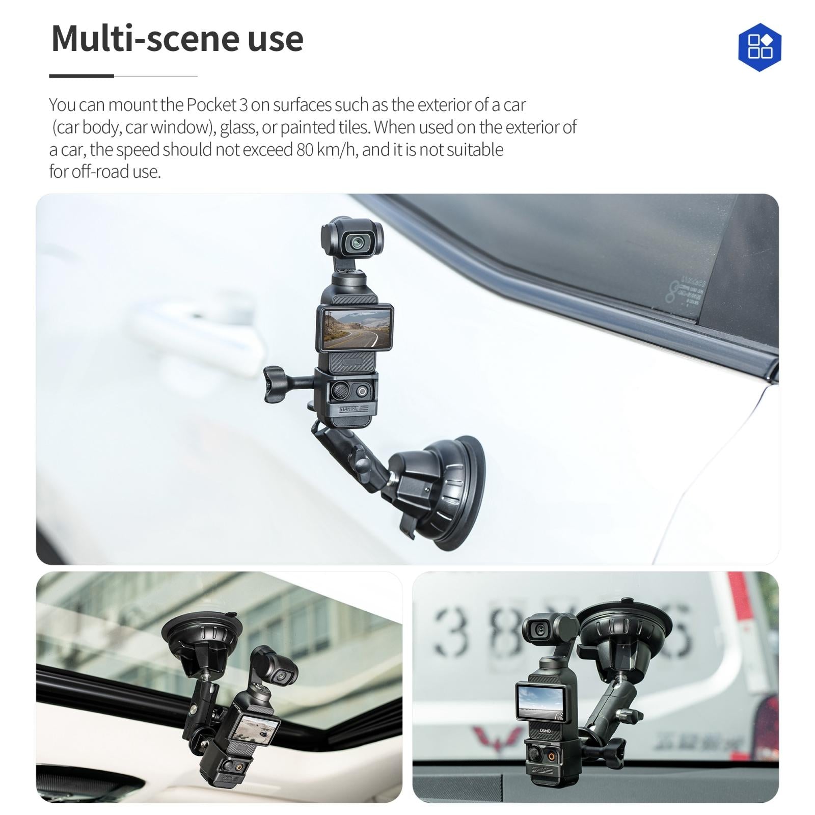3 Suction Cup Holder For Dji Osmo Pocket Black 7