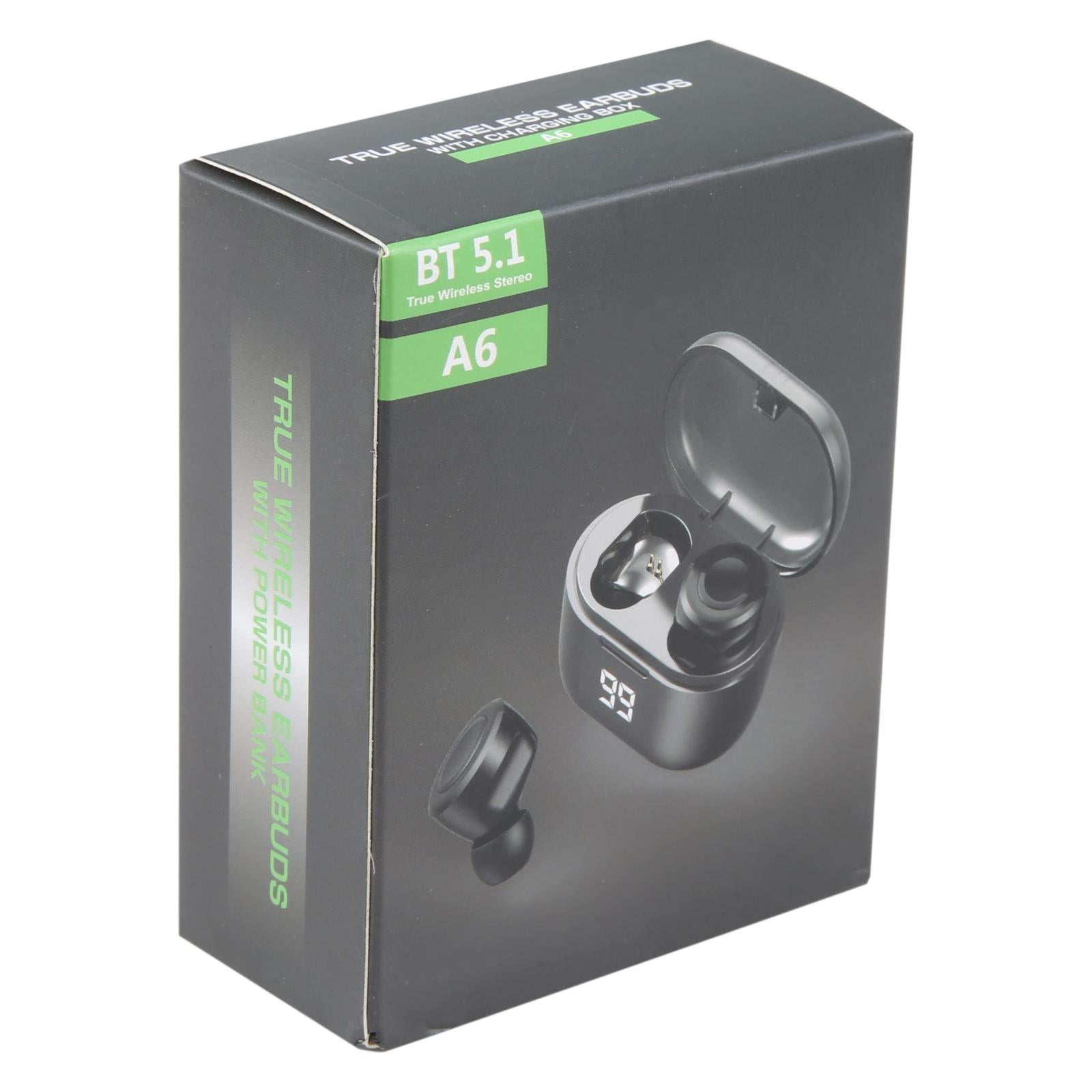 Black A6 True Wireless Earbuds + Charging Box 8