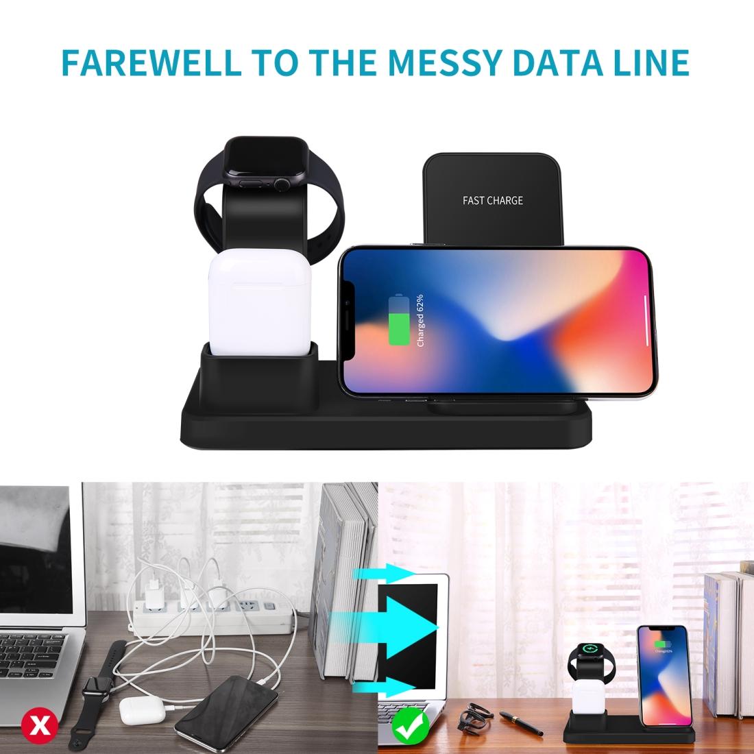 3 In 1 Wireless Charger For Iphone Apple Watch Airpods & Android Black 5