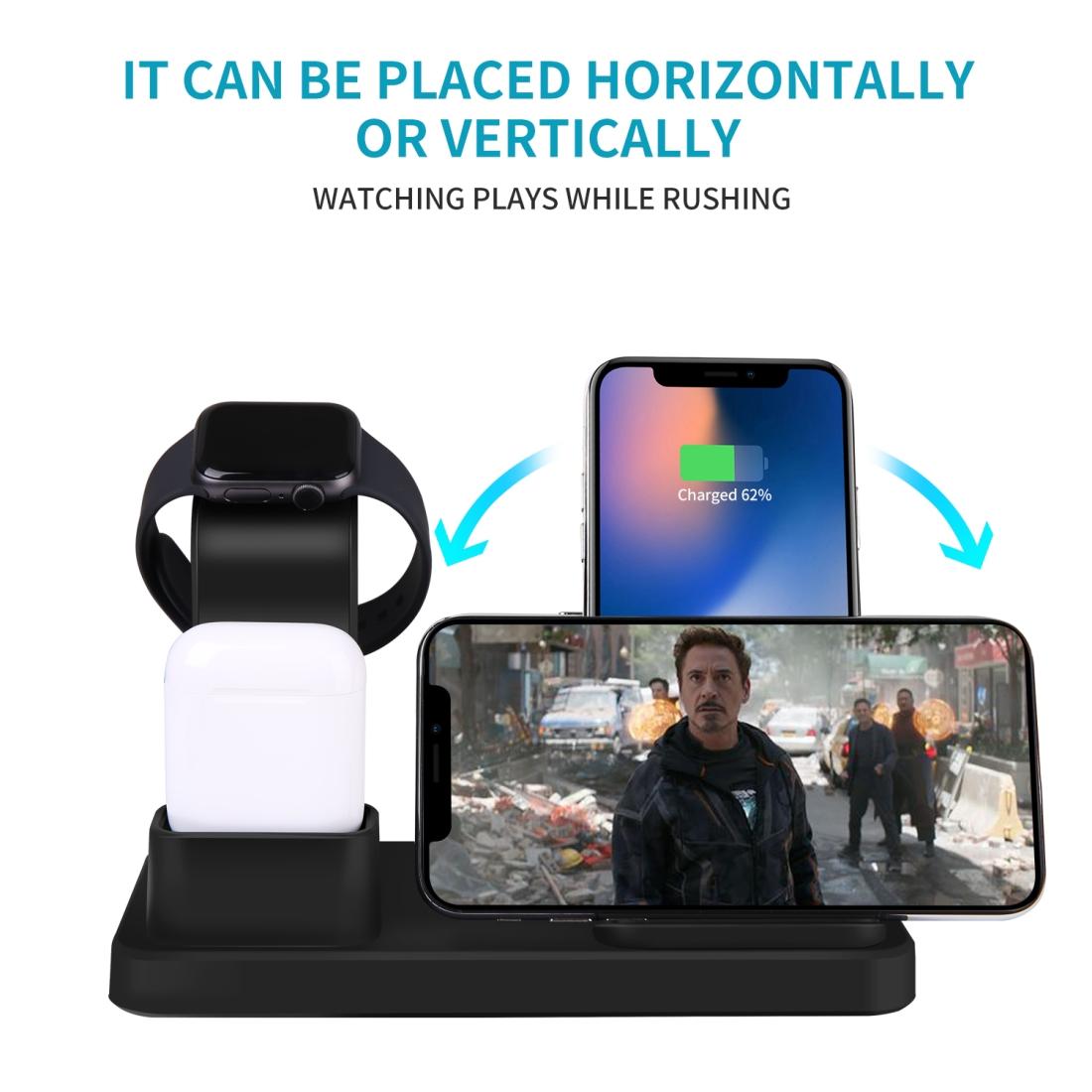 3 In 1 Wireless Charger For Iphone Apple Watch Airpods & Android Black 6