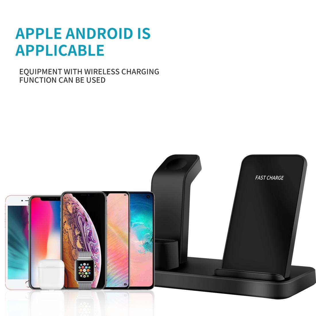 3 In 1 Wireless Charger For Iphone Apple Watch Airpods & Android Black 7