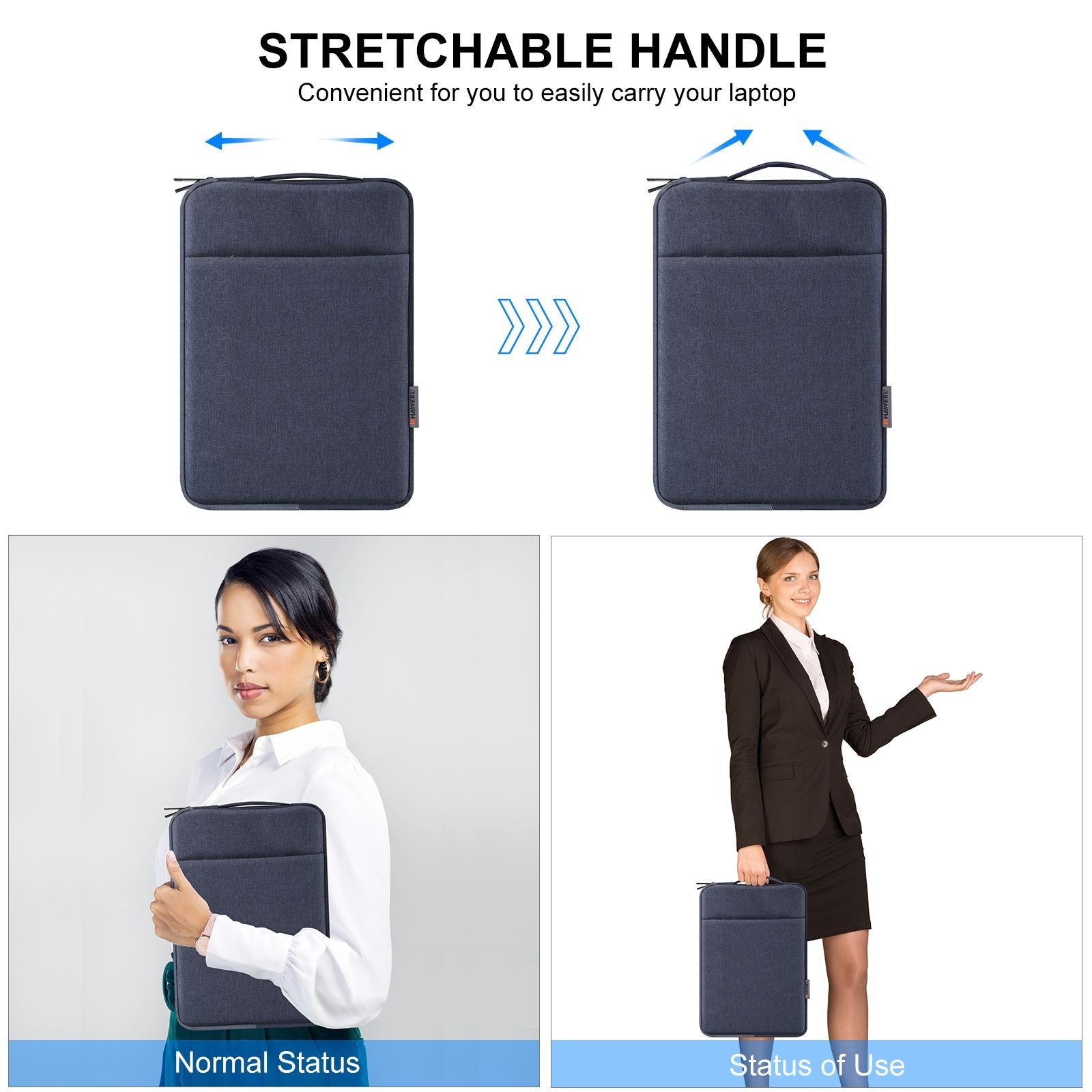 15-16.7 Inch Laptop Sleeve Briefcase With Zipper And Handle - Black 7