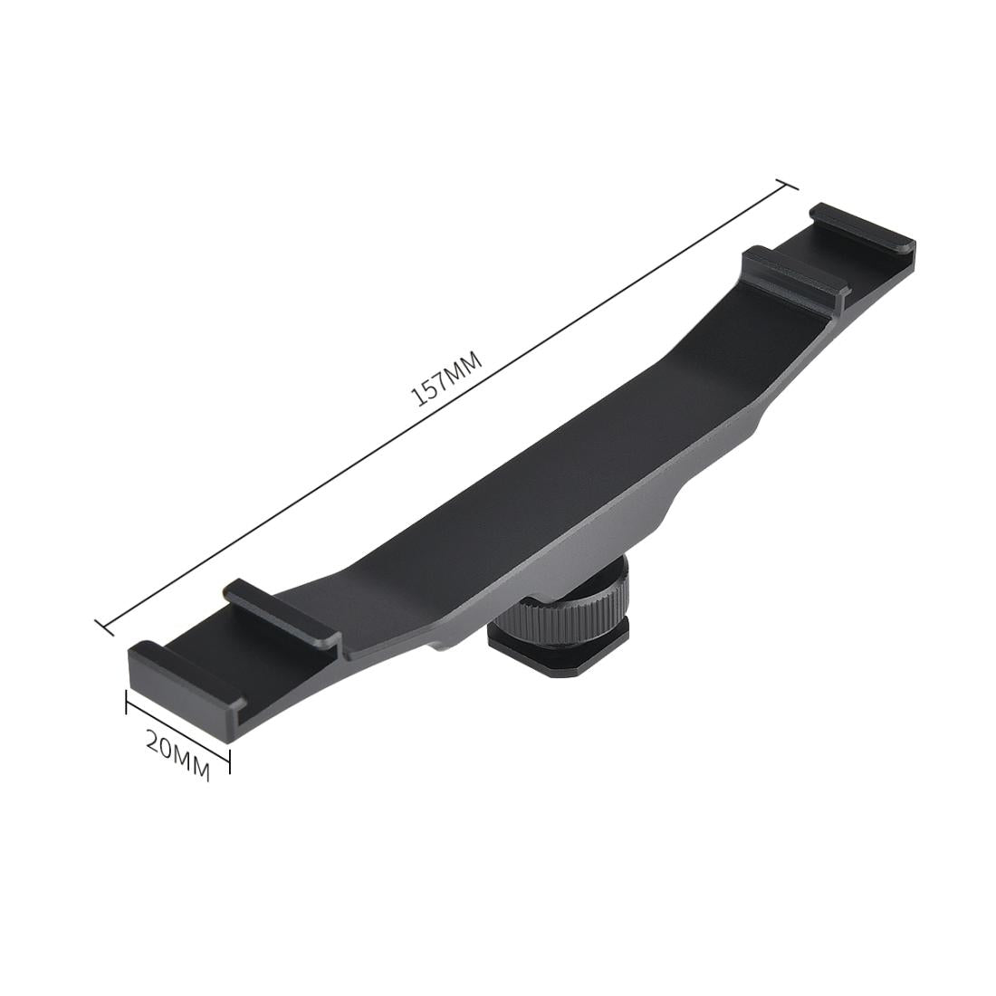 Aluminum Dual Hot / Cold Shoe Mount Adapter Bracket - Black 4