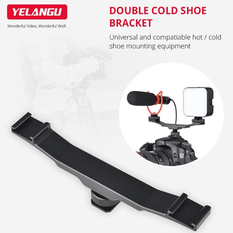 Aluminum Dual Hot / Cold Shoe Mount Adapter Bracket - Black 5