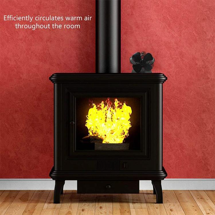 High Temperature 4-blade Heat Powered Stove Fan for Fireplaces - Black 10