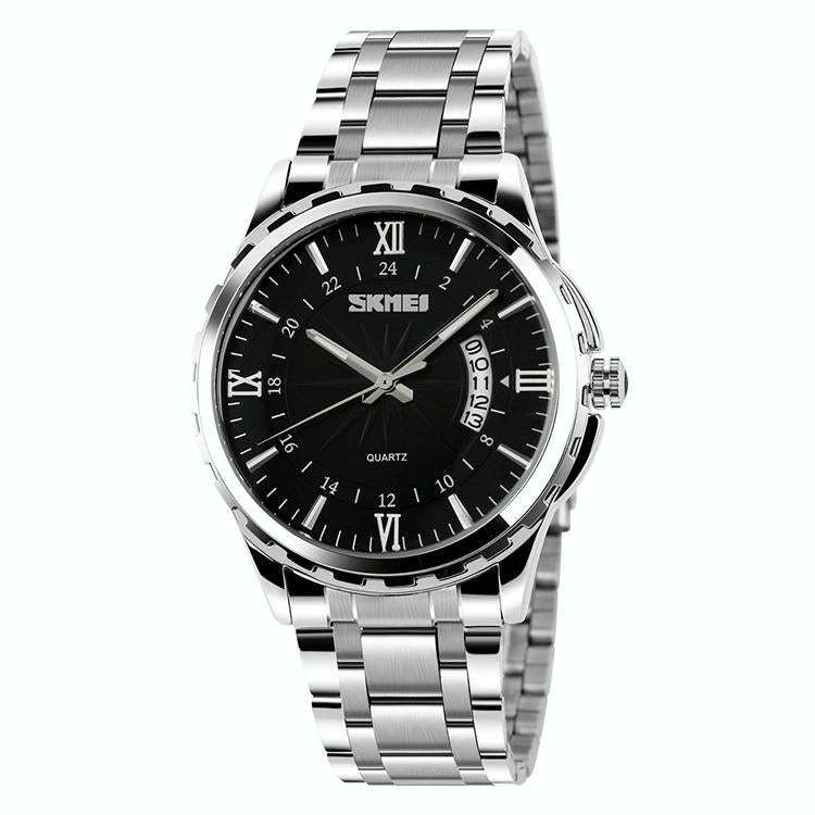 Waterproof Silver Shell Quartz Watch - Multifunctional Outdoor Fashion - Black 3