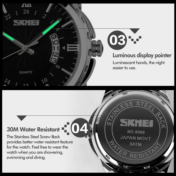 Waterproof Silver Shell Quartz Watch - Multifunctional Outdoor Fashion - Black 11