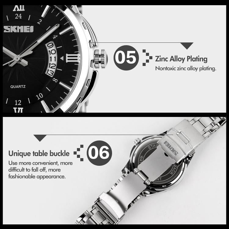 Waterproof Silver Shell Quartz Watch - Multifunctional Outdoor Fashion - Black 12