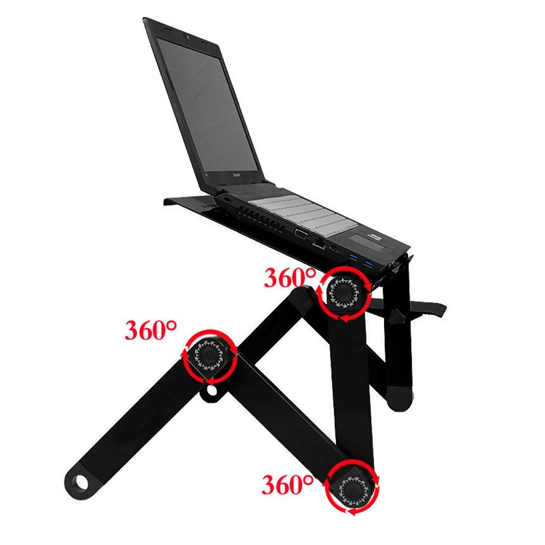 Adjustable Foldable Laptop Stand - Portable 360 Degree Aluminum - Black 4