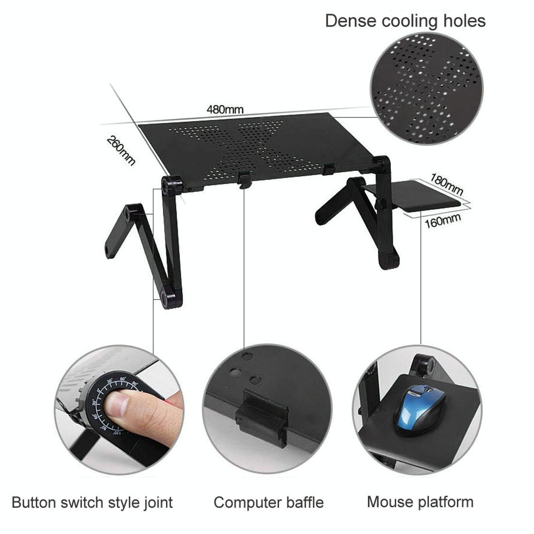 Adjustable Foldable Laptop Stand - Portable 360 Degree Aluminum - Black 5