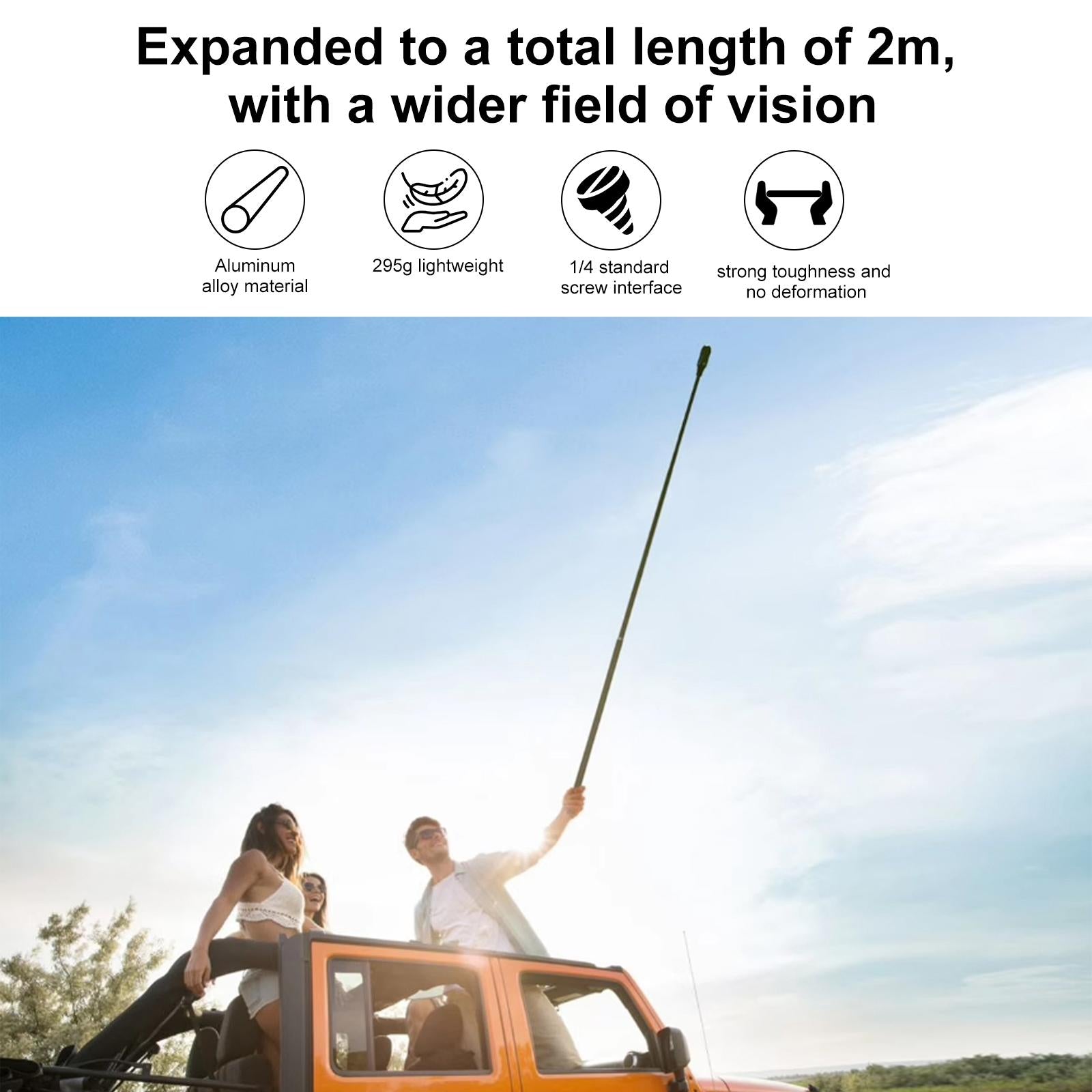 2m Extendable Selfie Stick for Insta360 one Rs X2 X3 X4 5