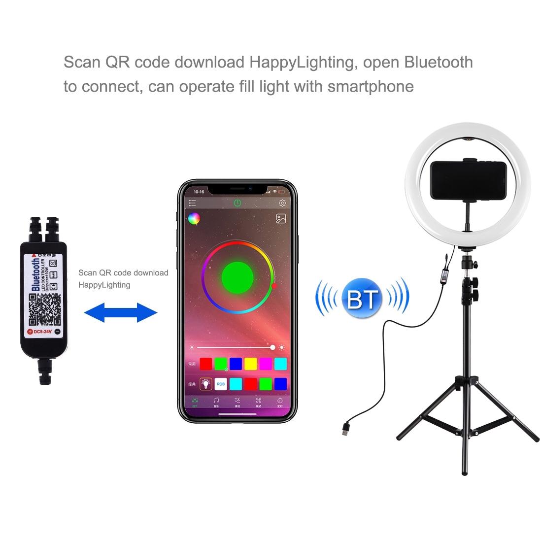 10.2 Rgbw Led Ring Light Kit with Tripod Remote and Phone Clamp 12