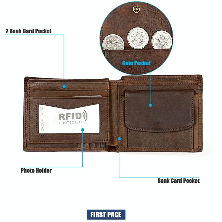 Leather Rfid Wallet with Card Slots for Men - Black 6