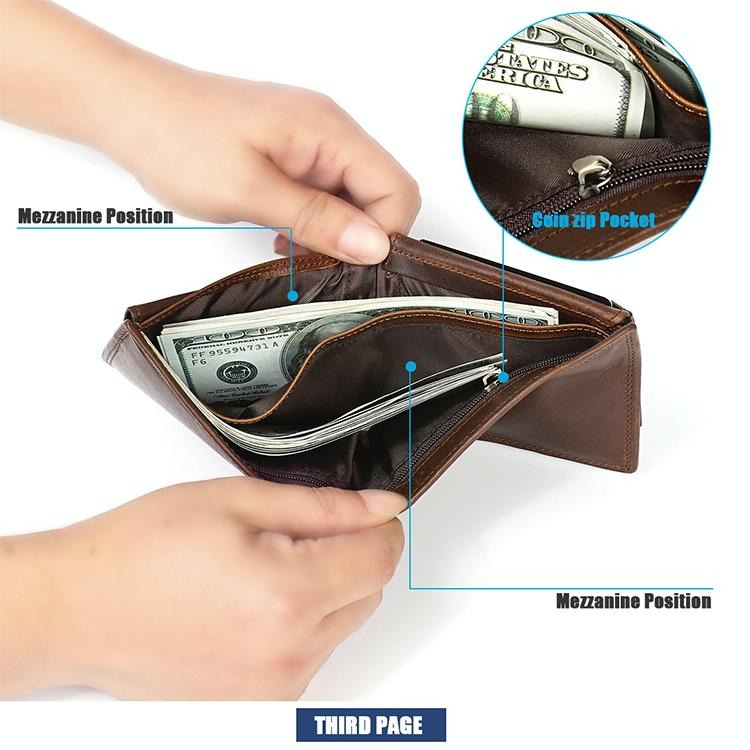 Leather Rfid Wallet with Card Slots for Men - Black 8