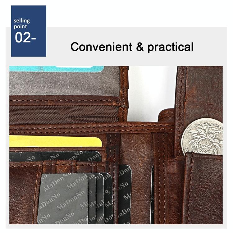 Leather Rfid Wallet with Card Slots for Men - Black 10