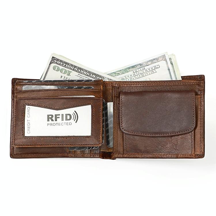 Leather Rfid Wallet with Card Slots for Men - Black 11