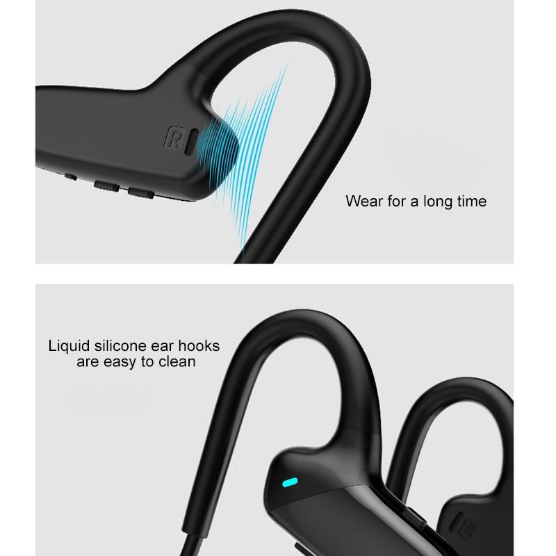 Waterproof Bone Conduction Bluetooth Earphones 5.0 for Sports - Black 8