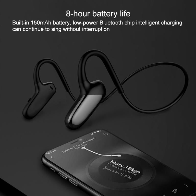 Waterproof Bone Conduction Bluetooth Earphones 5.0 for Sports - Black 10