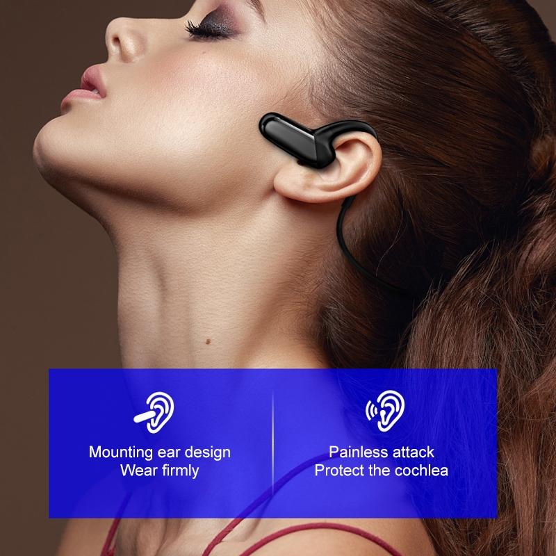 Waterproof Bone Conduction Bluetooth Earphones 5.0 for Sports - Black 11