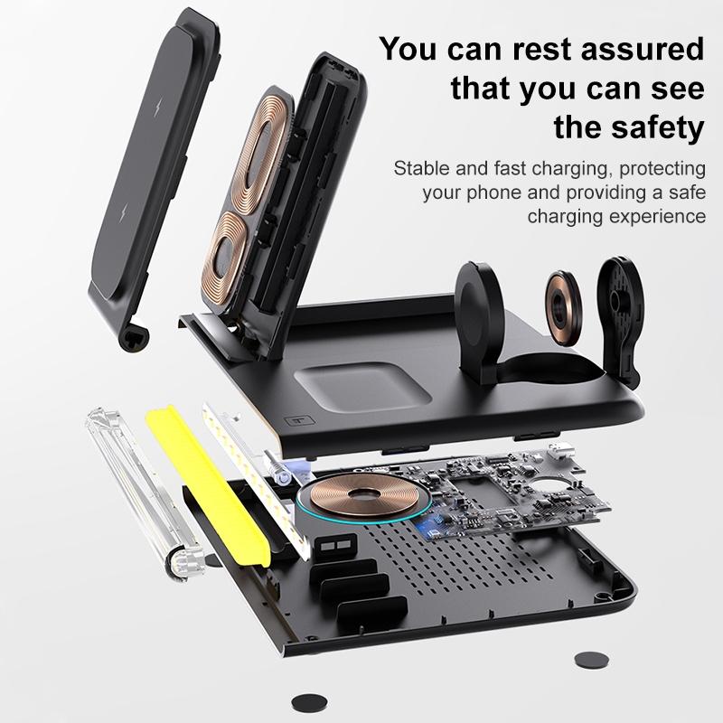 Foldable 15W Magnetic Wireless Charger With Ambient Light - Black 10