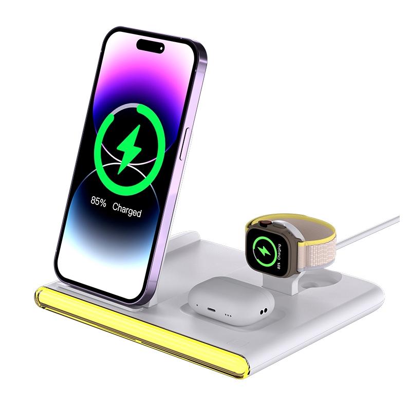 Foldable 15W Magnetic Wireless Charger With Ambient Light - Black 14