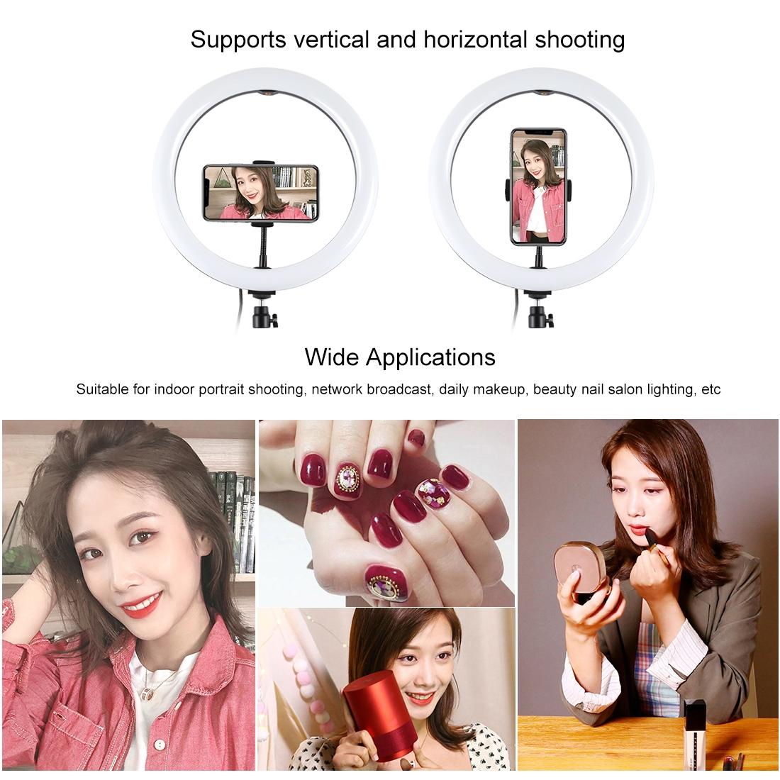 11.8 Led Ring Light with Tripod and Phone Clamp - 3 Modes Dual Colour Temperature Dimmable - Black 10