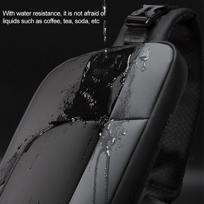 Men Microfiber Leather Crossbody Chest Bag 35 X 16 X 4Cm Versatile And Durable - Black 7