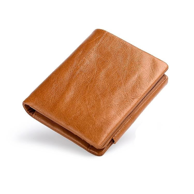 Multi-functional Oil Wax Leather Rfid Wallet - Black 11