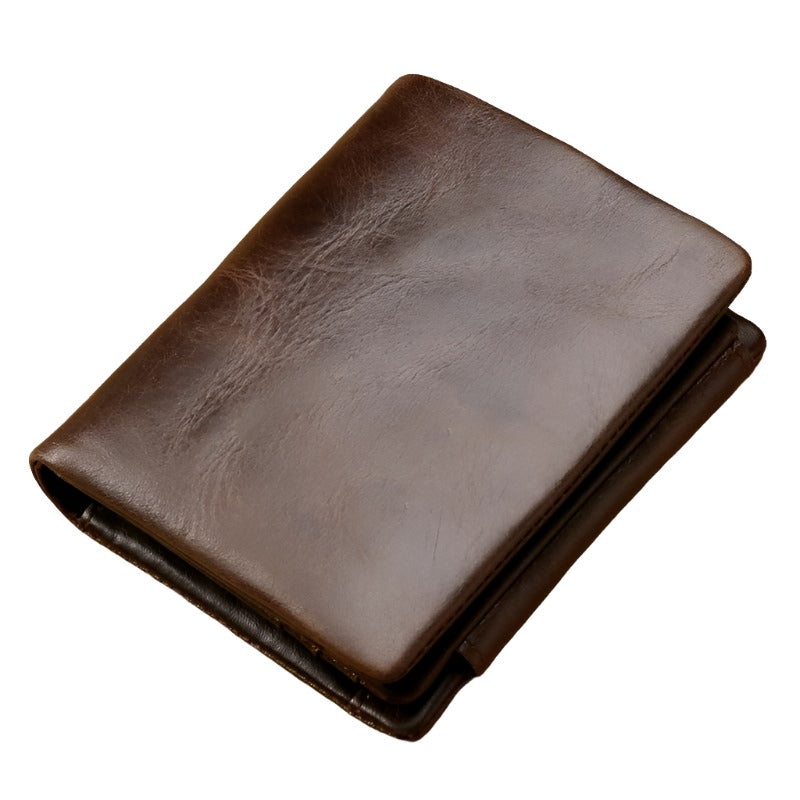 Multi-functional Oil Wax Leather Rfid Wallet - Black 12