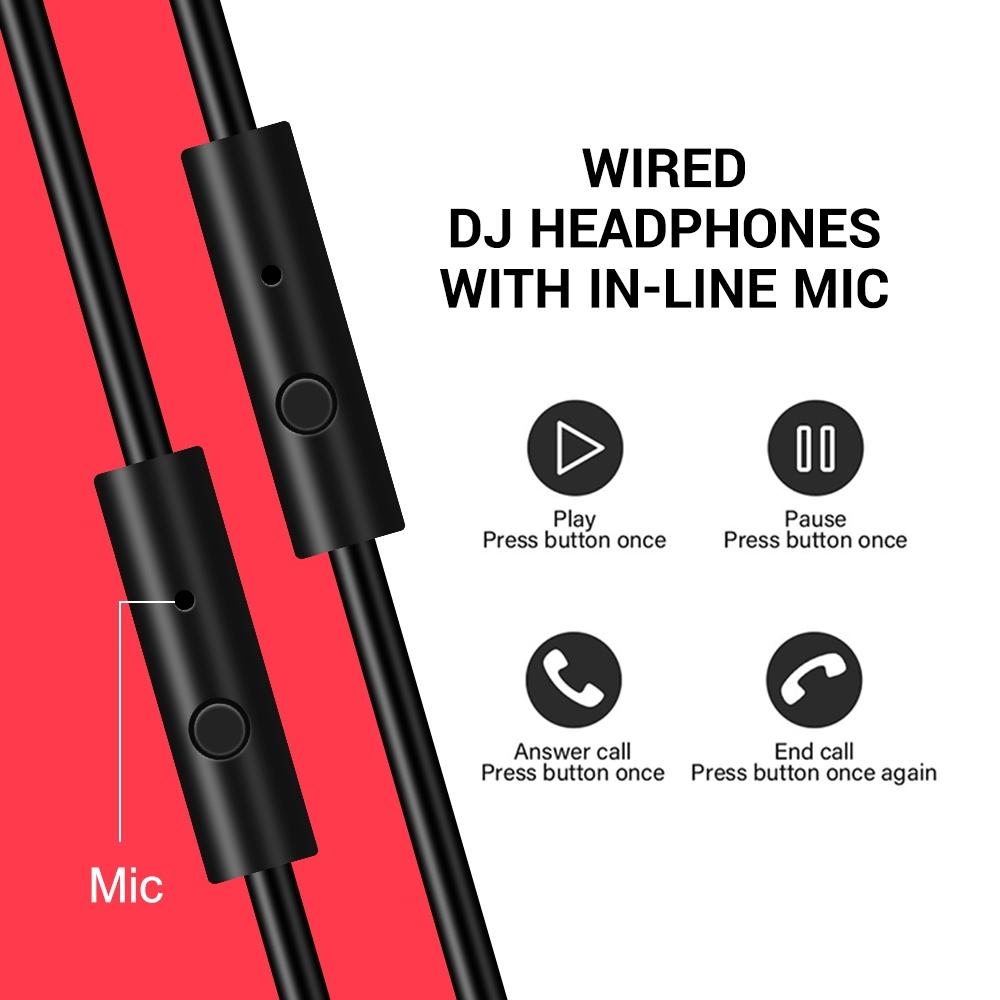 Head-Mounted Wired Headphone With Noise Reduction & Mic Black 5