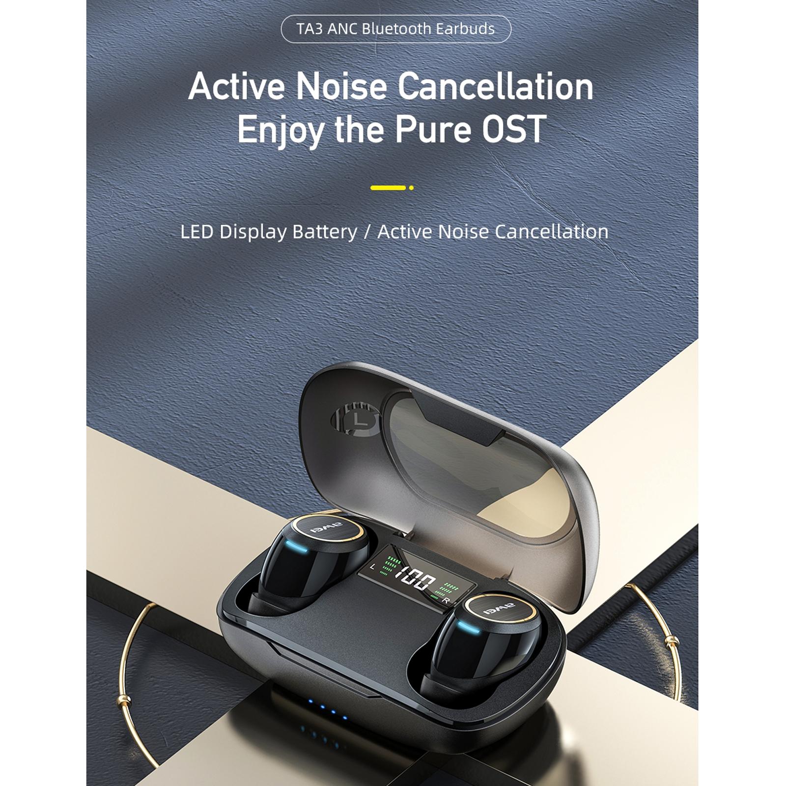 Wireless Active Noise Reduction Earphones - Black 3