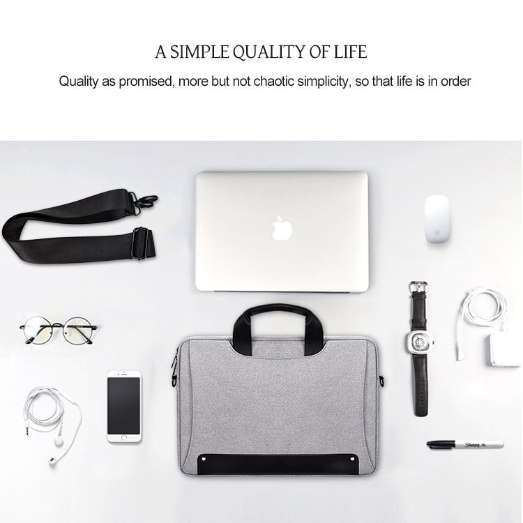 Waterproof Oxford Cloth Laptop Bag with Concealed Handle & Luggage Tie Rod - Black 15