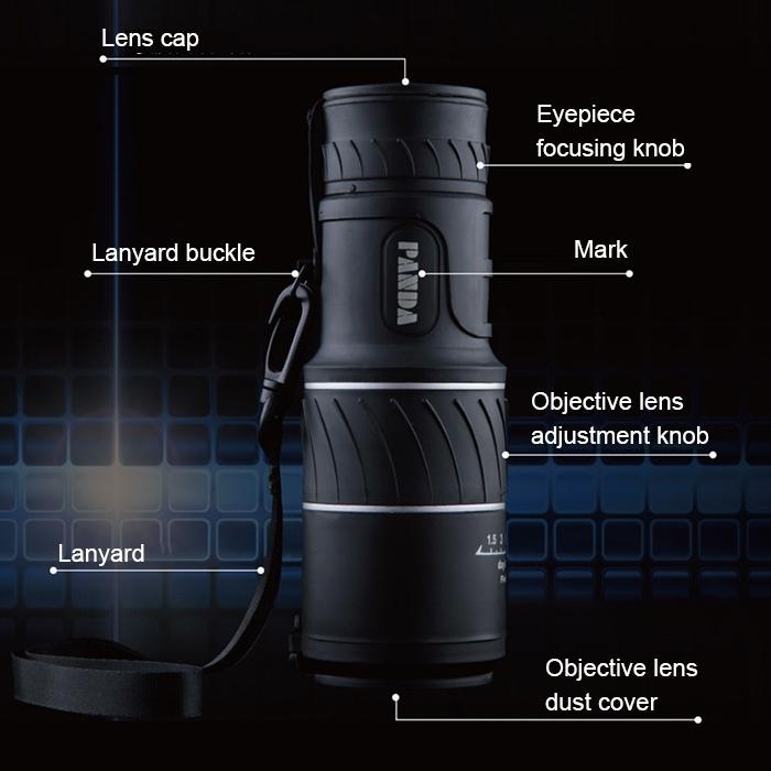 High Definition Night Vision Monocular Telescope - 40X60 12X Pocket Focusing - Black 4