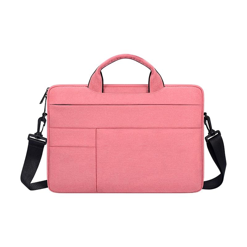 14.1-15.4 Inch Portable Laptop Shoulder Bag in Oxford Cloth & Nylon - Pink 12