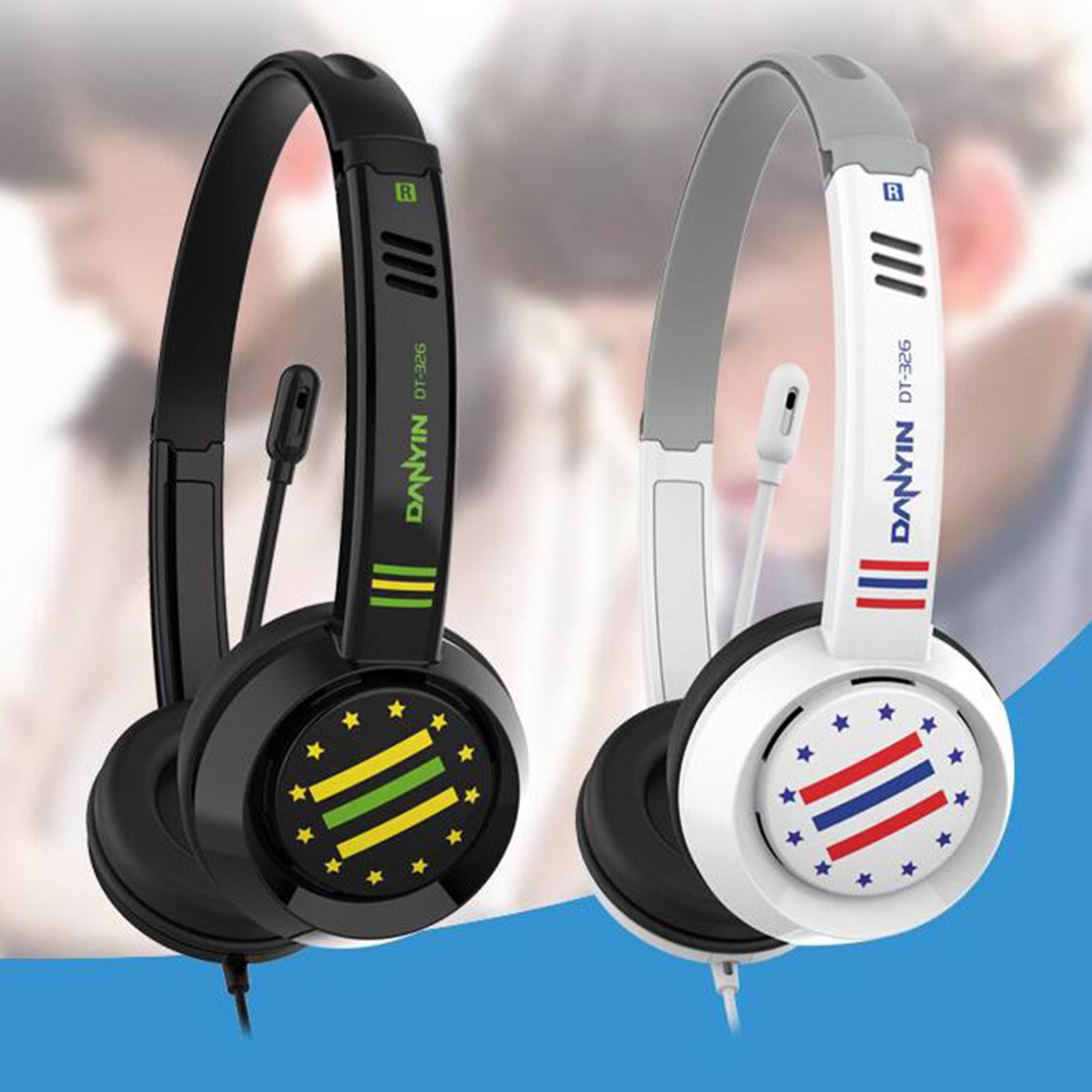 Head-Mounted Children'S Learning Headset With Mic 1.8M Cable Single Hole 4 Levels - Black 5