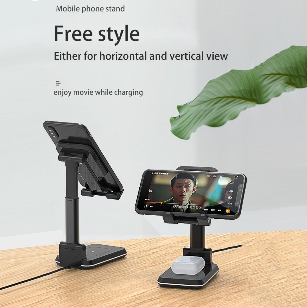 Portable 2 In 1 Wireless Charging Stand Single Charge - White 11