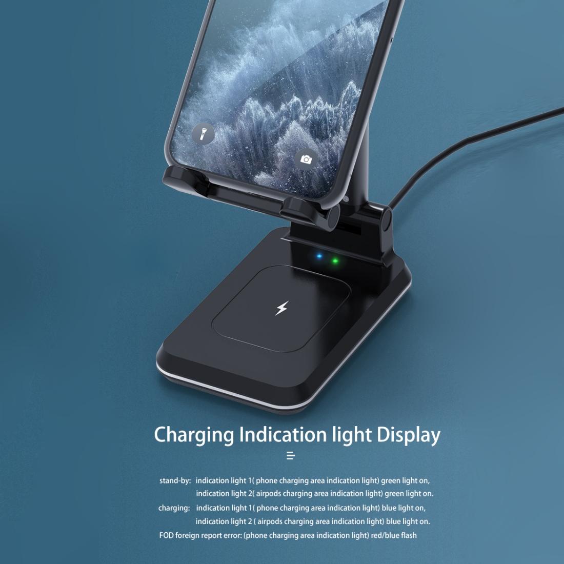 Portable 2 In 1 Wireless Charging Stand Single Charge - White 14