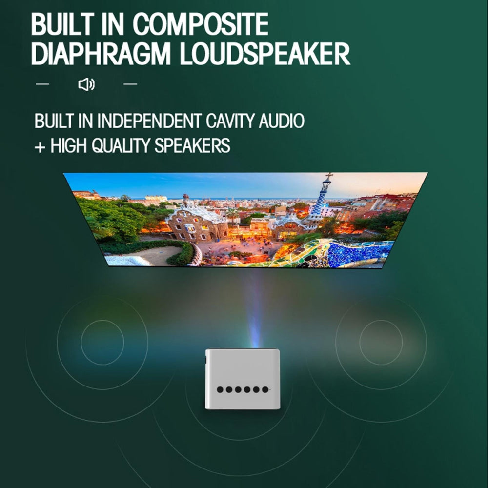 Portable Mini Home Theater Projector - 80 Lumens 1920X1080P Remote Control & Adaptor - Black 14
