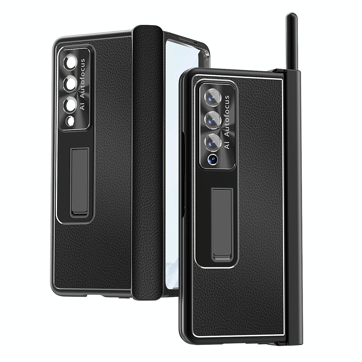 For Samsung Galaxy Z Fold4 5G Shockproof Magnetic Litchi Pattern Phone Case - Silver 14