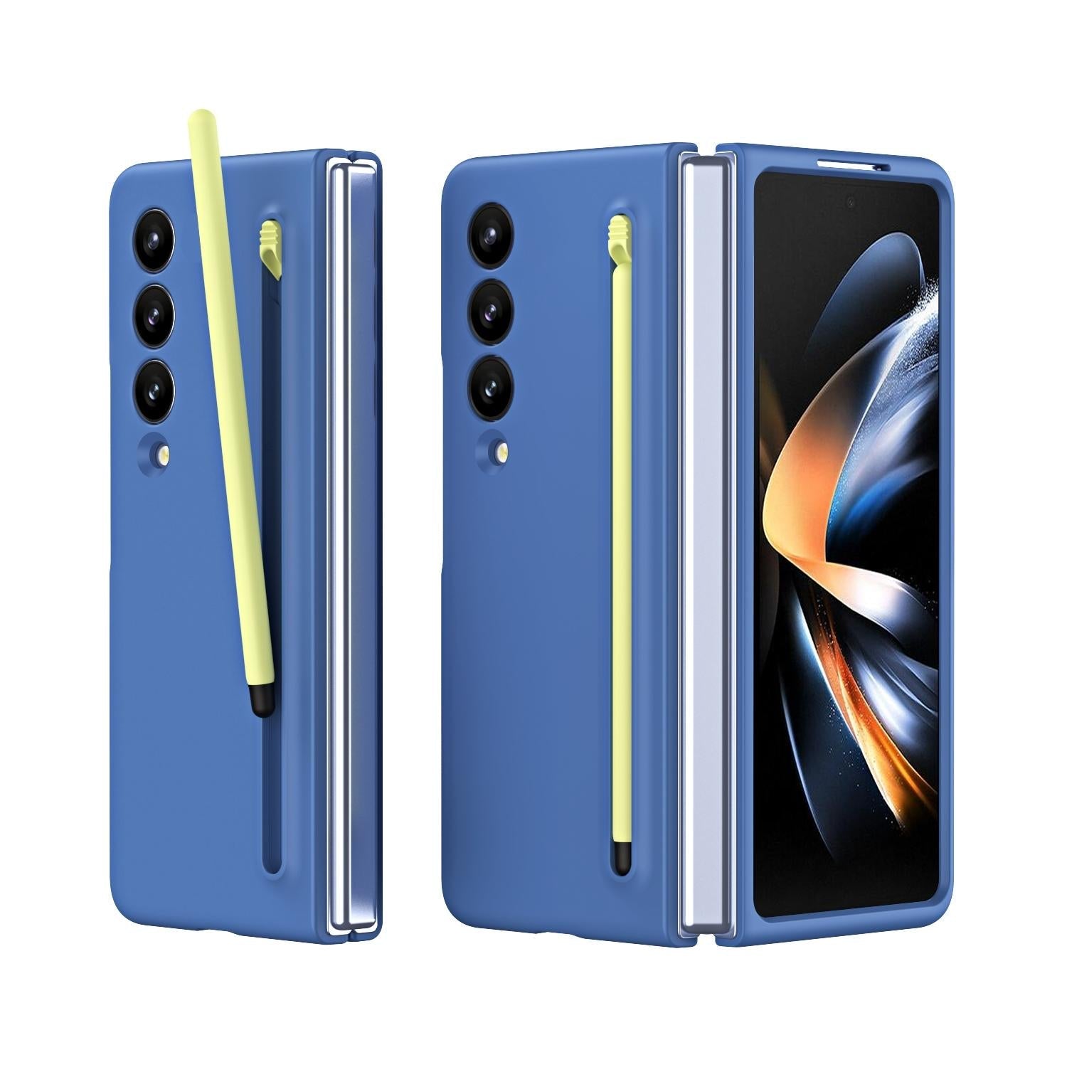 For Samsung Galaxy Z Fold4 5G Enhanced Shockproof Phone Case - Pen Design - Blue