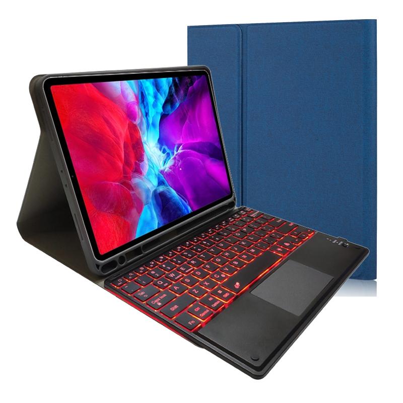 Bluetooth Keyboard Tablet Case For Ipad Pro 11 - Detachable Touch Leather Holder Pen Slot - Blue 13