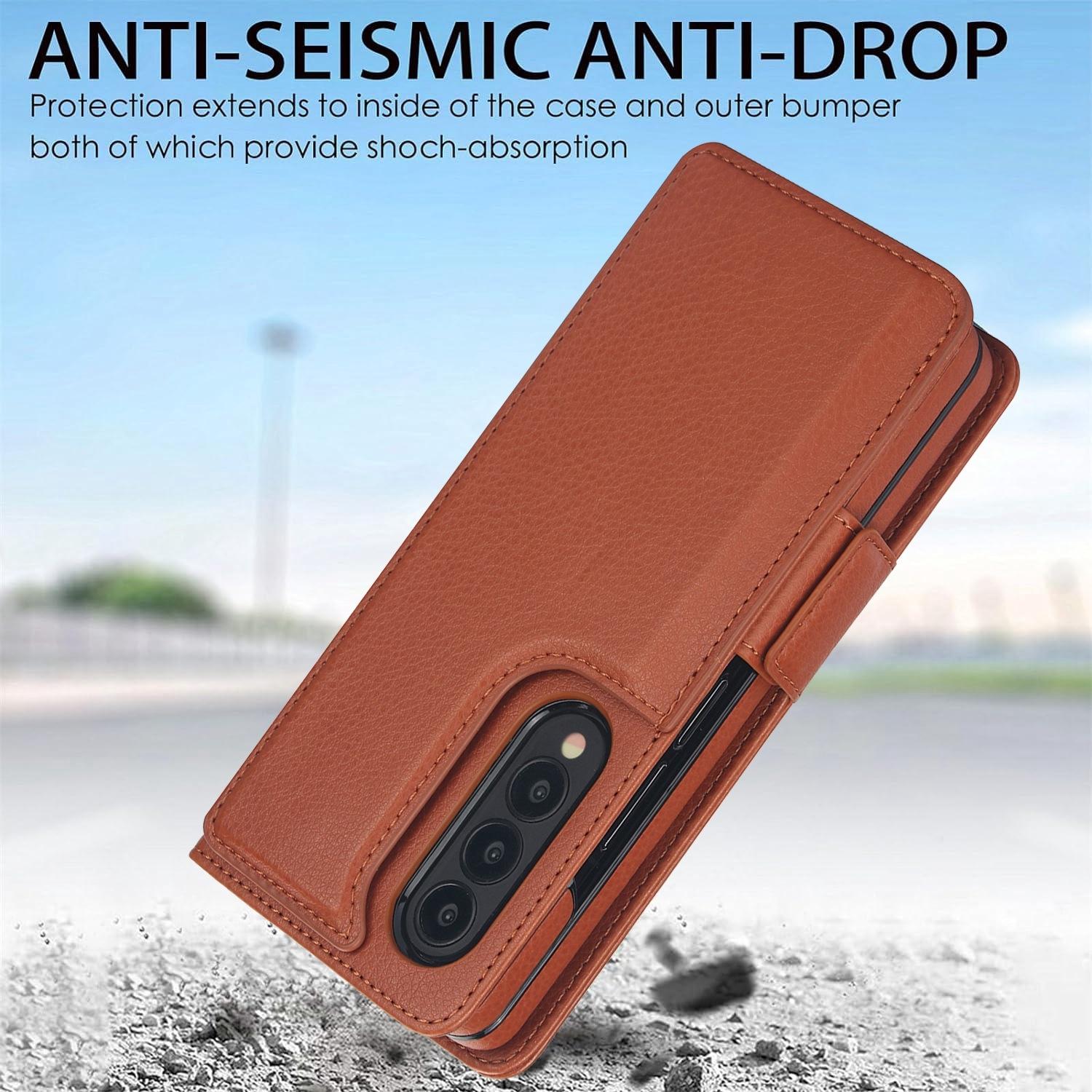 For Samsung Galaxy Z Fold4 5G Leather Phone Case With Pen Slot - Black 4