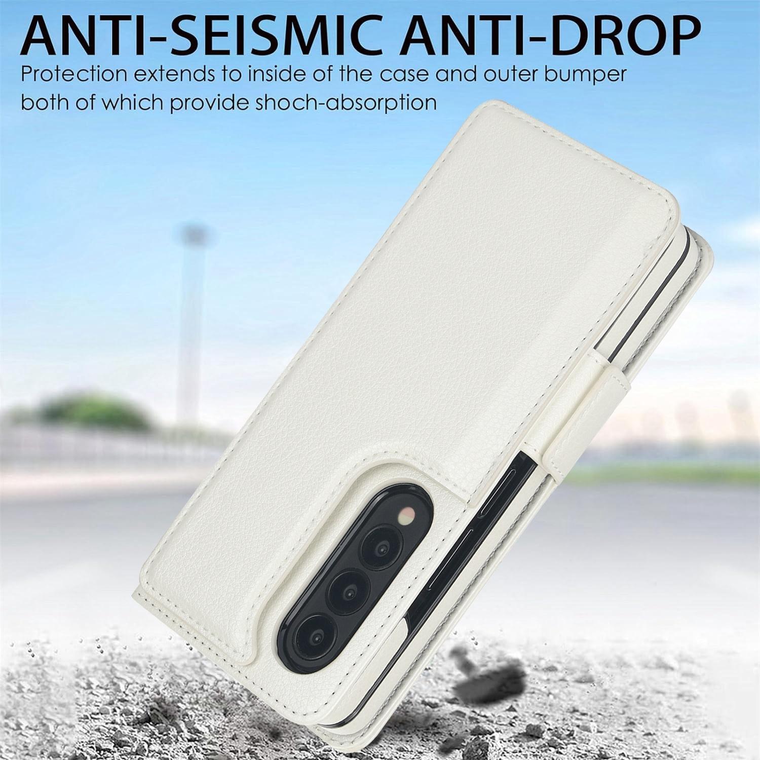 For Samsung Galaxy Z Fold4 5G Leather Phone Case With Pen Slot - Black 10