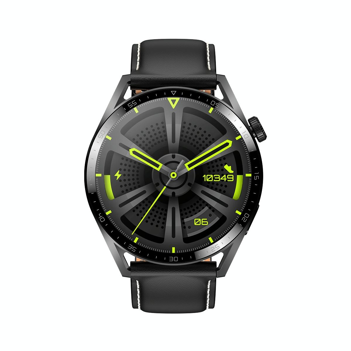 1.36 Inch Round Screen Bluetooth Smart Watch With Leather Strap - Silver 3
