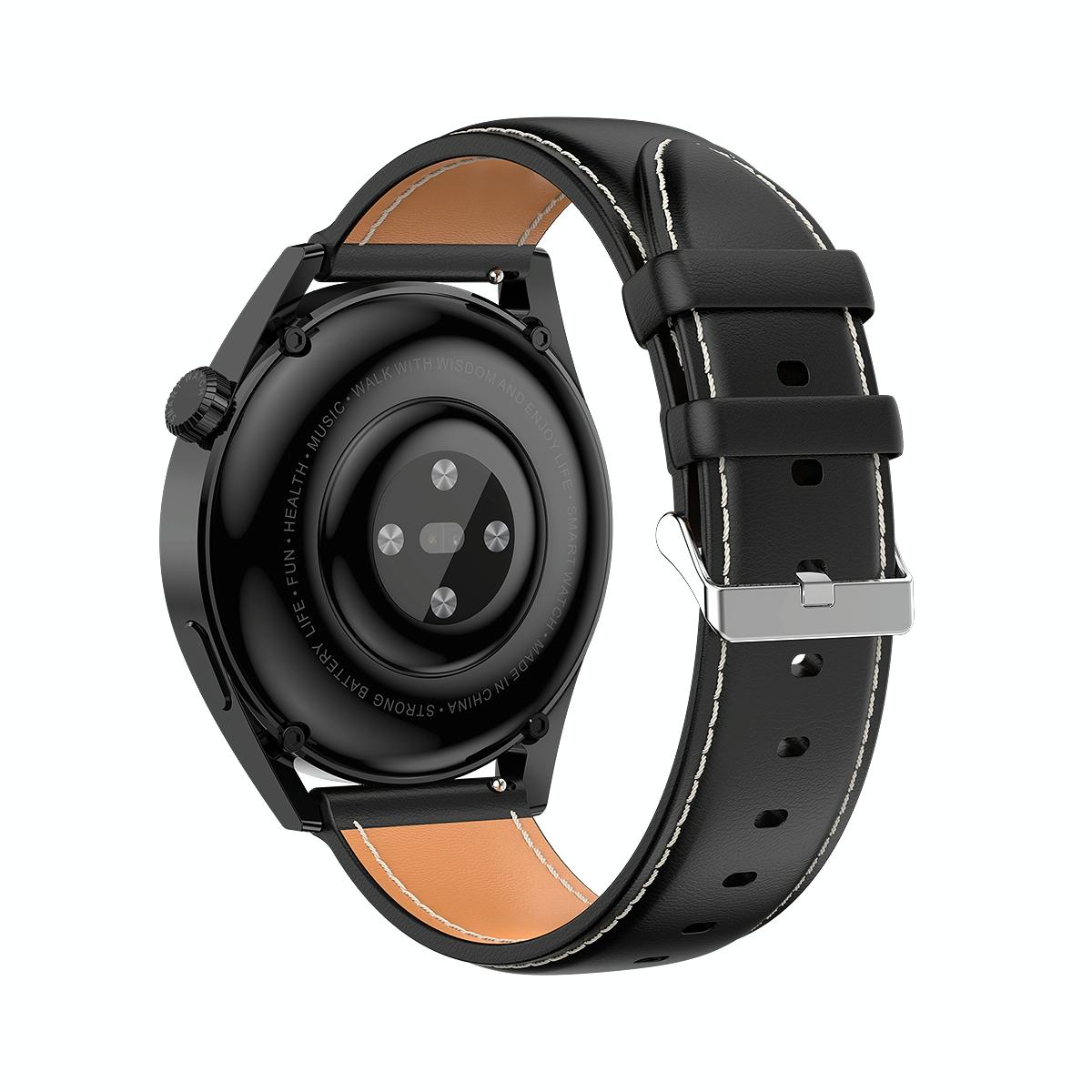1.36 Inch Round Screen Bluetooth Smart Watch With Leather Strap - Silver 4